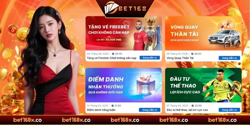Khuyến mãi hấp dẫn tại Bet168